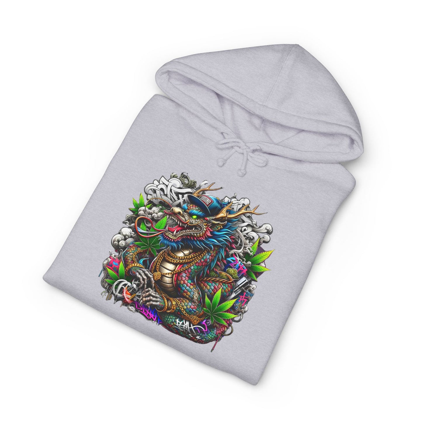 Colorful Dragon Design Unisex Heavyweight Hoodie, Graphic Sweatshirt, Streetwear Fashion, Unique Gift, Cozy Wear