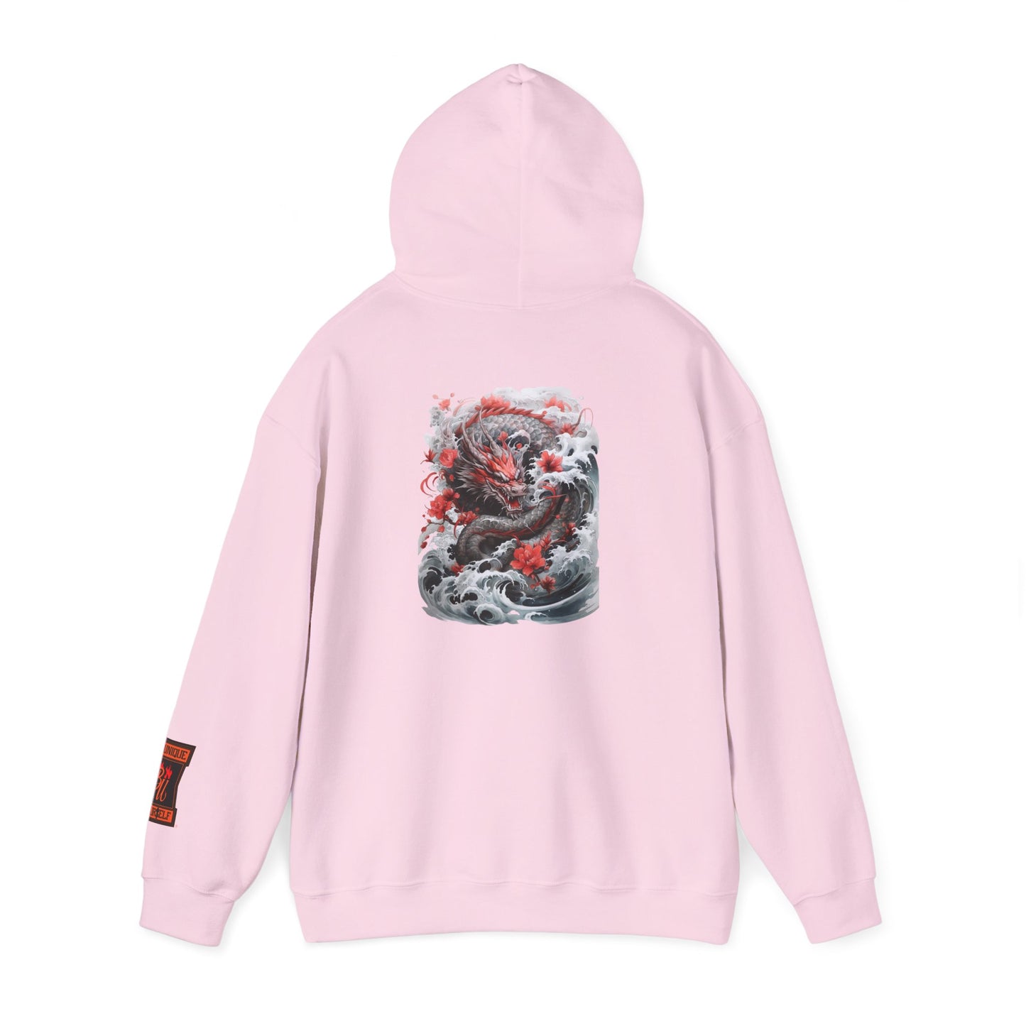 Dragon Wave Hoodie — Japanese Ink Koi Dragon Graphic Hooded Sweatshirt