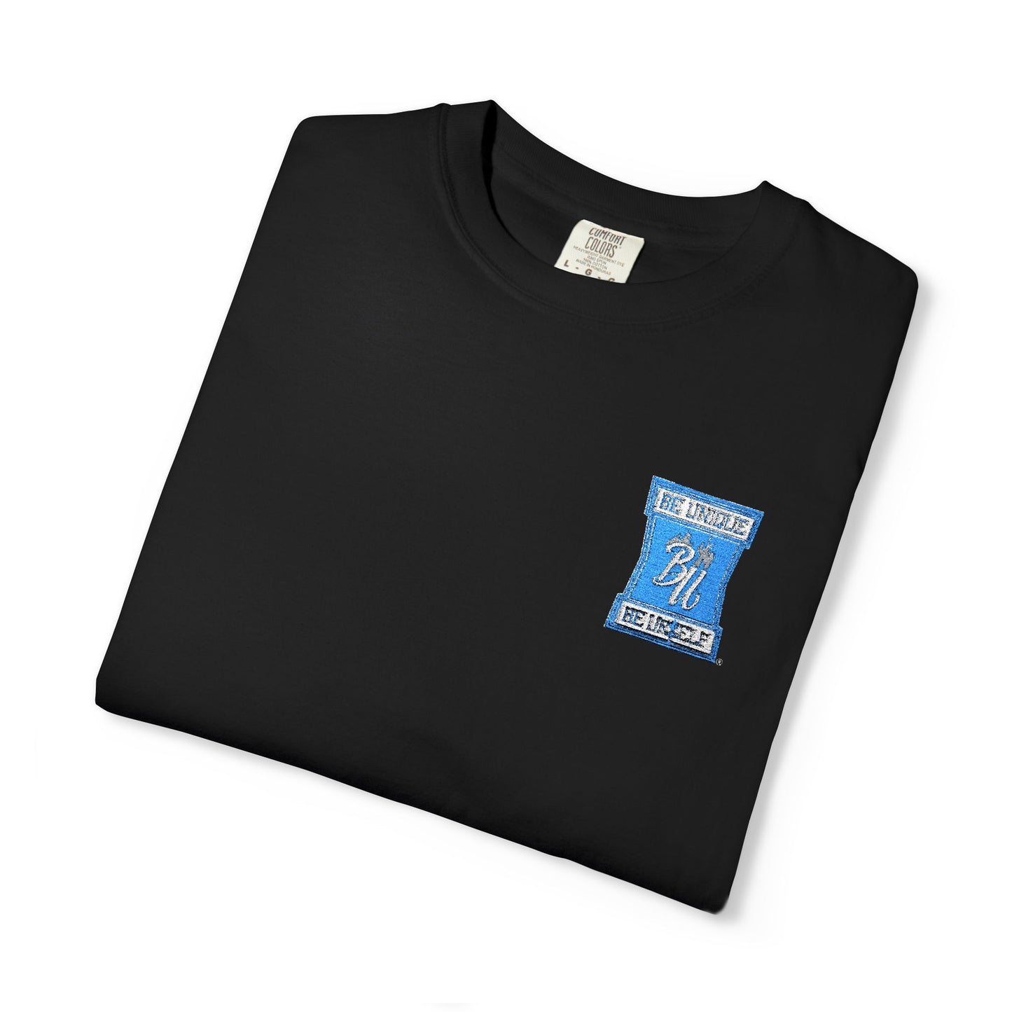 Blue Floral Bear Graphic T-Shirt — Chest & Sleeve Print