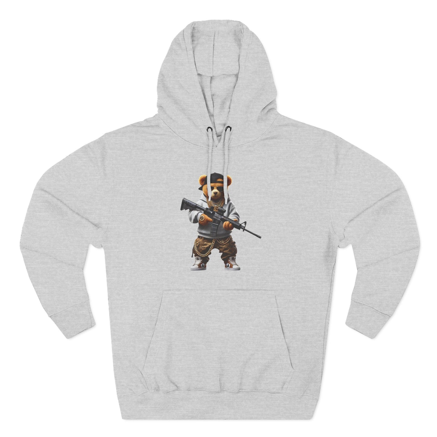 Be Unique Be Urself Hoodie — Cute Bear Soldier Graphic Fleece Pullover