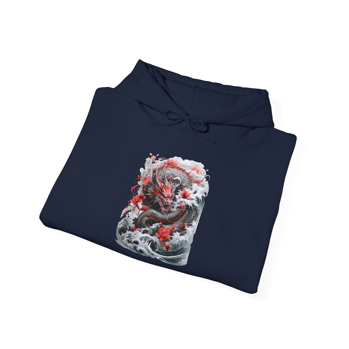 Dragon Wave Hoodie — Japanese Ink Koi Dragon Graphic Hooded Sweatshirt