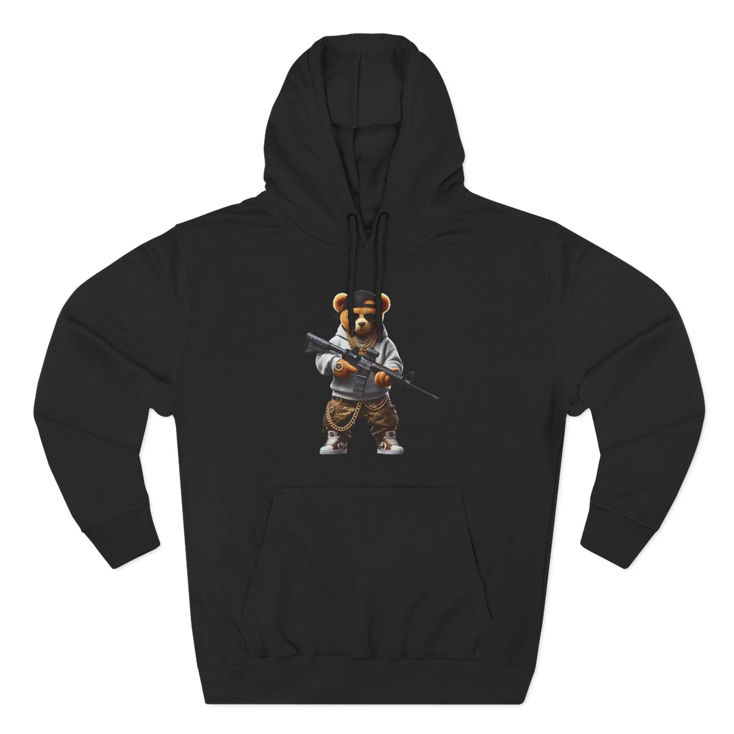 Be Unique Be Urself Hoodie — Cute Bear Soldier Graphic Fleece Pullover