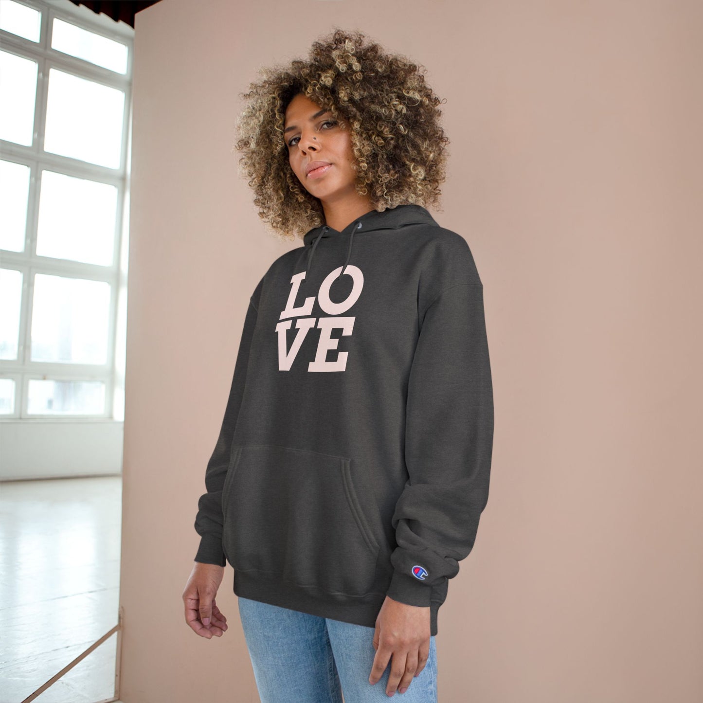 Champion Hoodie with Love & Be Unique Designs | Trendy Unisex Apparel | Perfect for Everyday Wear, Casual Outings, Gift Ideas