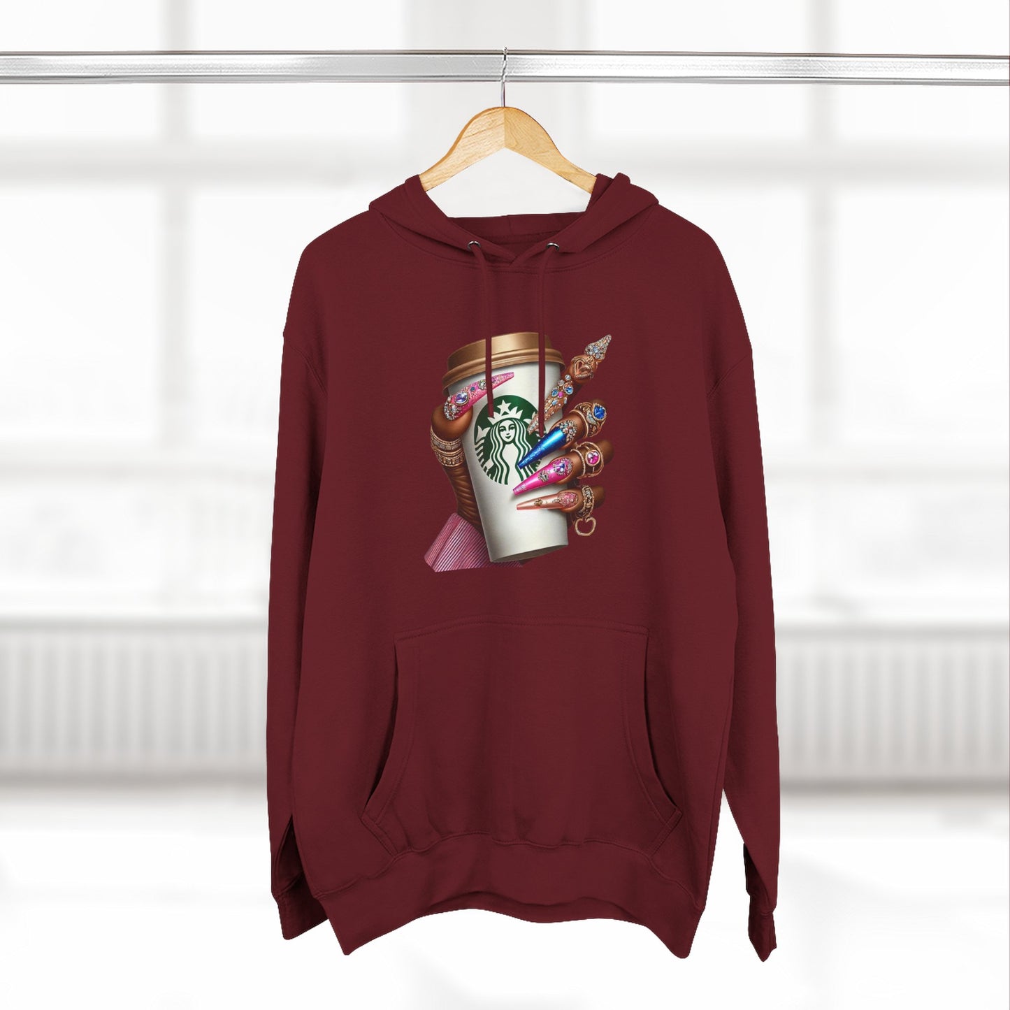 Artistic Coffee Lover's Fleece Hoodie