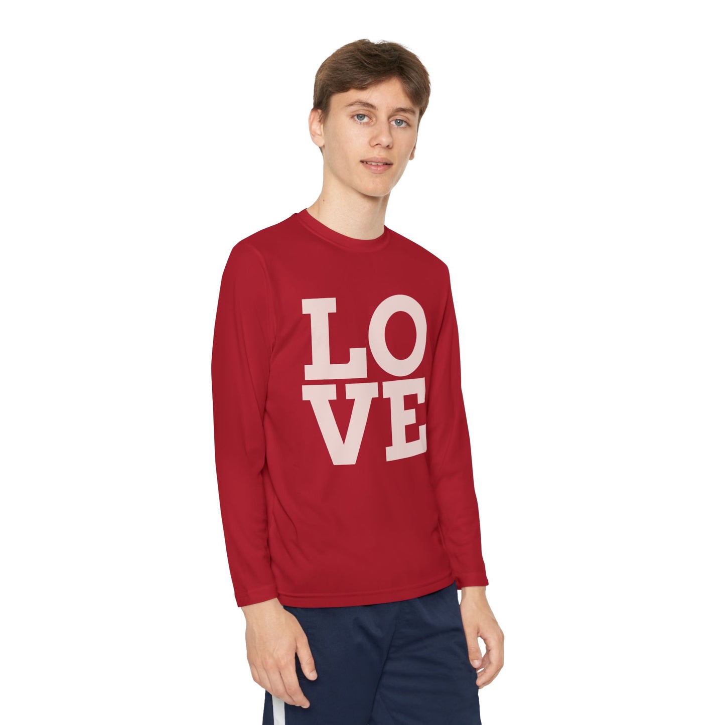 Youth Long Sleeve Love Competitor Tee | Cute Kids Shirt, Gift for Teens, Unique Style Tee, Birthday Present, Be Yourself Wear