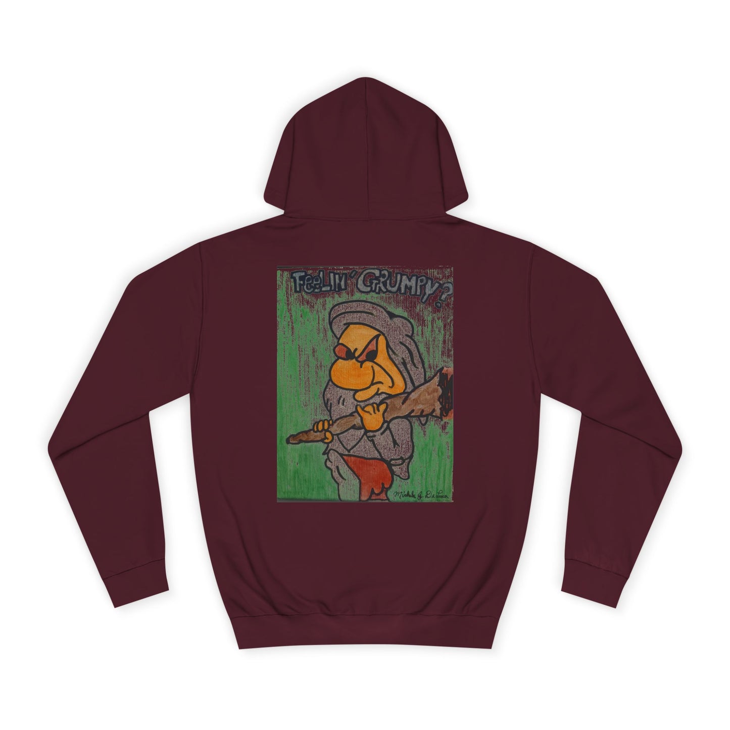 Grumpy Cartoon College Hoodie, Unisex Apparel for Students, Cozy Gift for School, Funny Pullover Sweatshirt, Hooded Sweatshirt