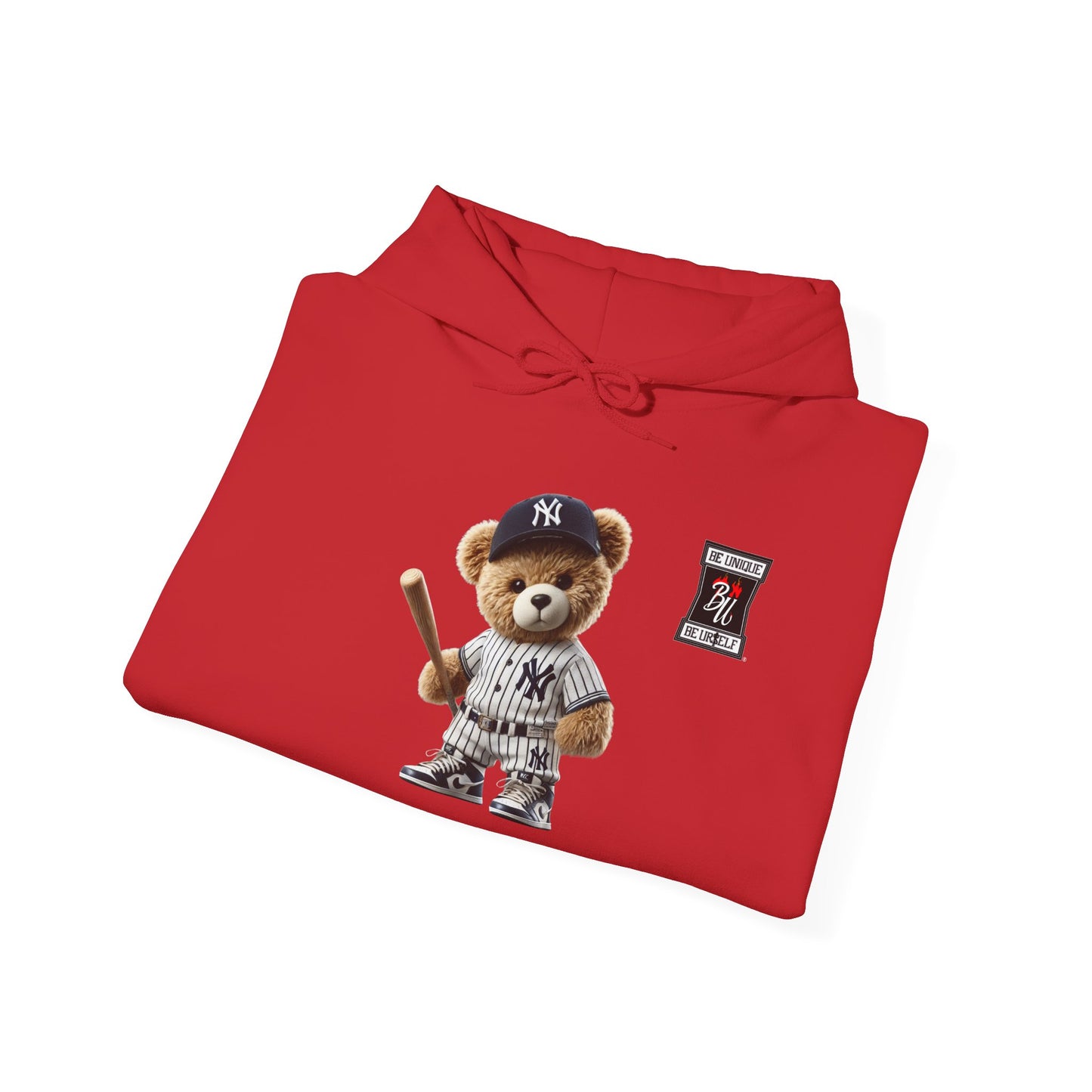 Baseball Teddy Hoodie — Cute Batting Bear Pullover for Fans