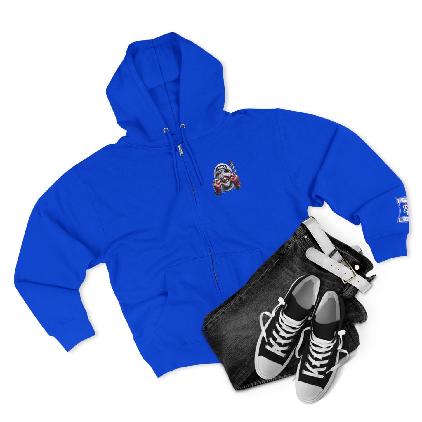 Urban Art Zip Hoodie - Smile Design for Trendsetters