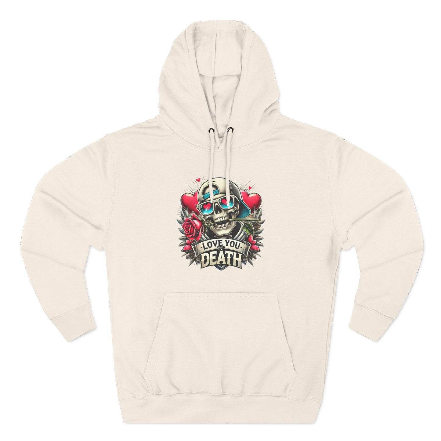 Gothic Love Death Hoodie - Three-Panel Fleece Sweatshirt