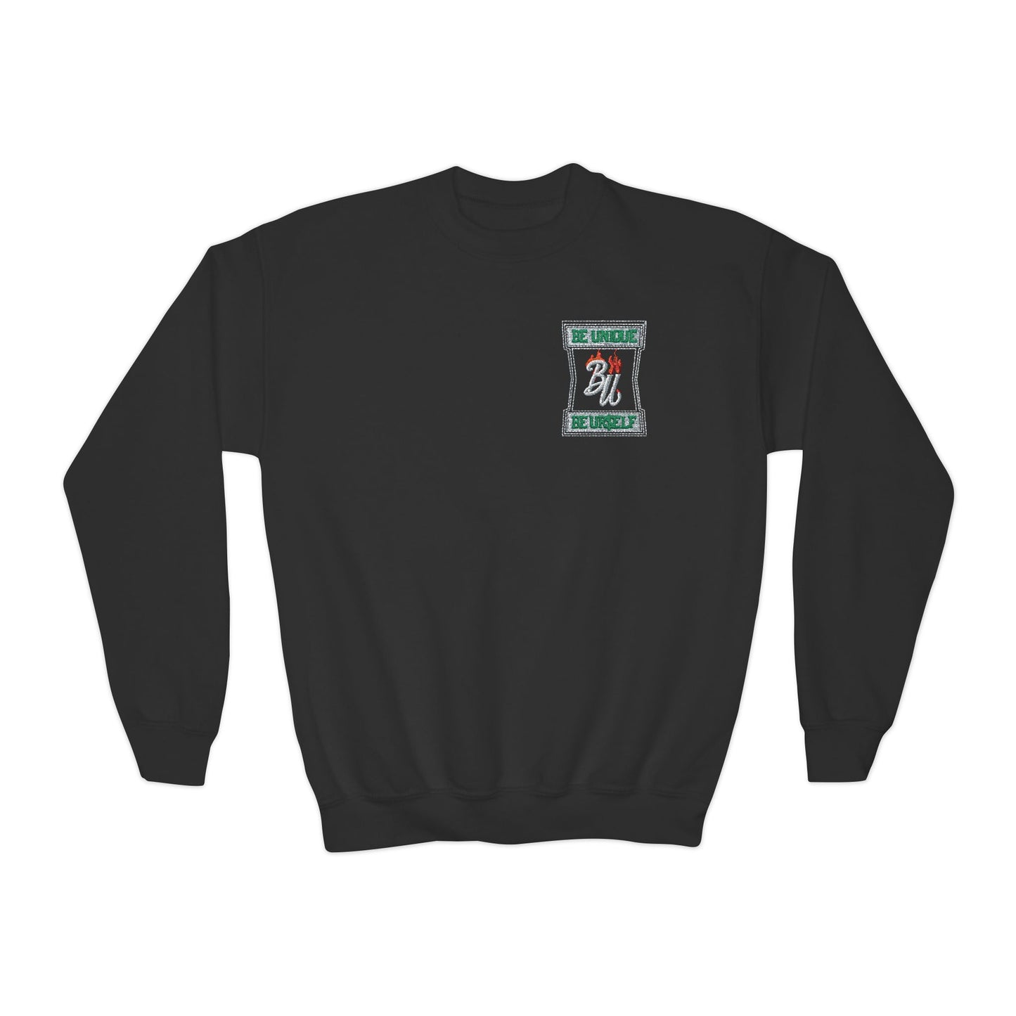 Youth Crewneck Sweatshirt — Holiday Floral Pocket Print